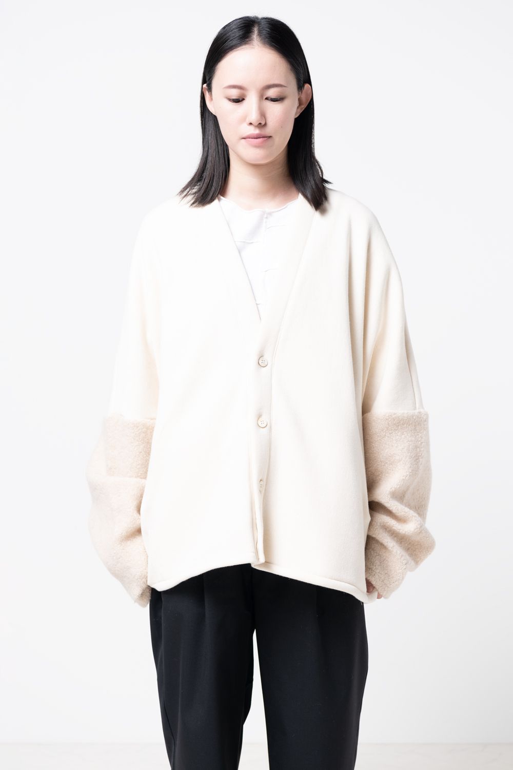 【23AW】boa sweat cardigan [OFF WHITE] - ボアスウェットカーディガン [オフホワイト] / vu-a23-t07