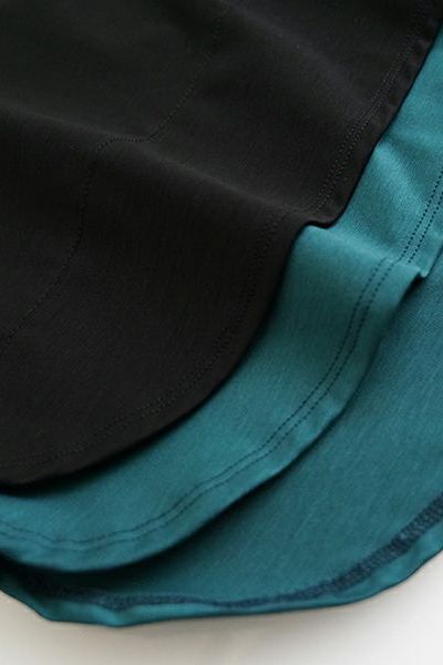 【25SS】two slit t-shirt [BLACK×BLUE GREEN]｜重ねスリットtシャツ / vu-cut-004