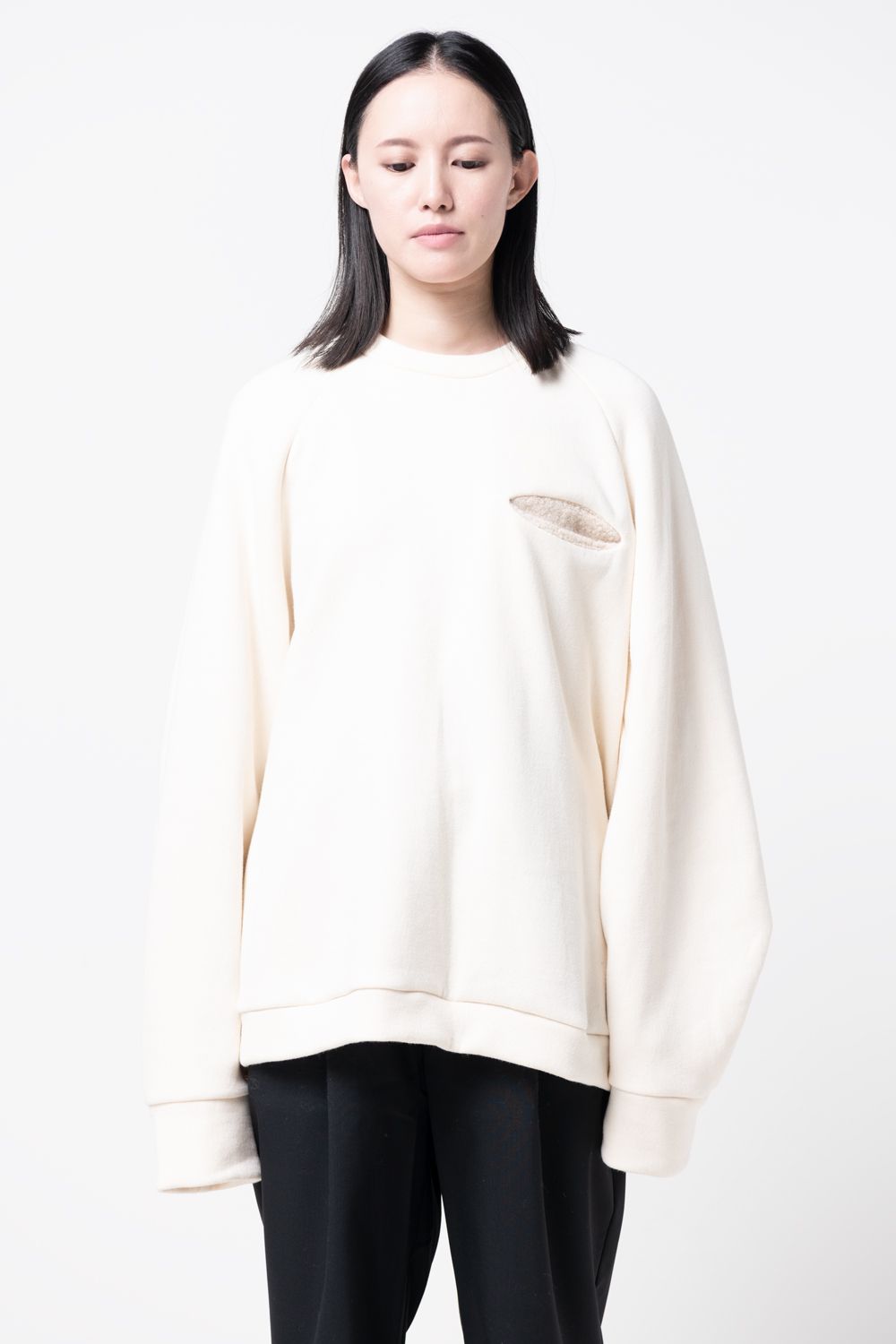 【ラスト1点 / 23AW】balloon easy sweat [OFF WHITE] - バルーンイージースウェット [オフホワイト] / vu-a23-t24