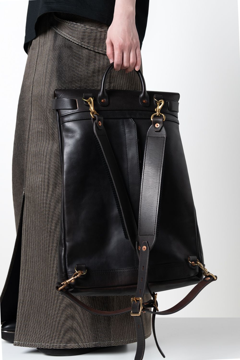 【ラスト1点 / 26SS】LEATHER VOYOGE 2WAY RUCKSACK [BLACK] / レザーリュックサック (2WAY) [ブラック]