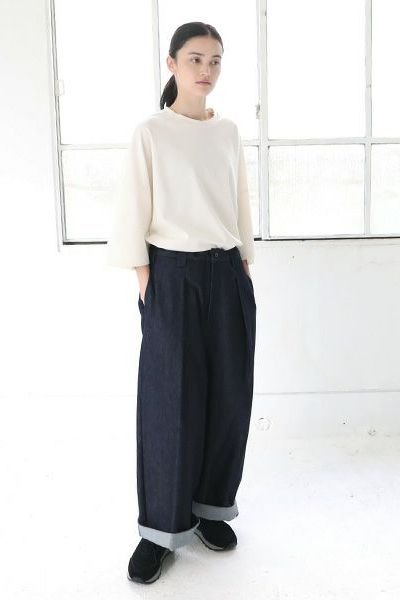 【24AW】denim knee wide pants [DEEP BLUE] - デニムニーワイドパンツ [ディープブルー] / vu-pnt-003