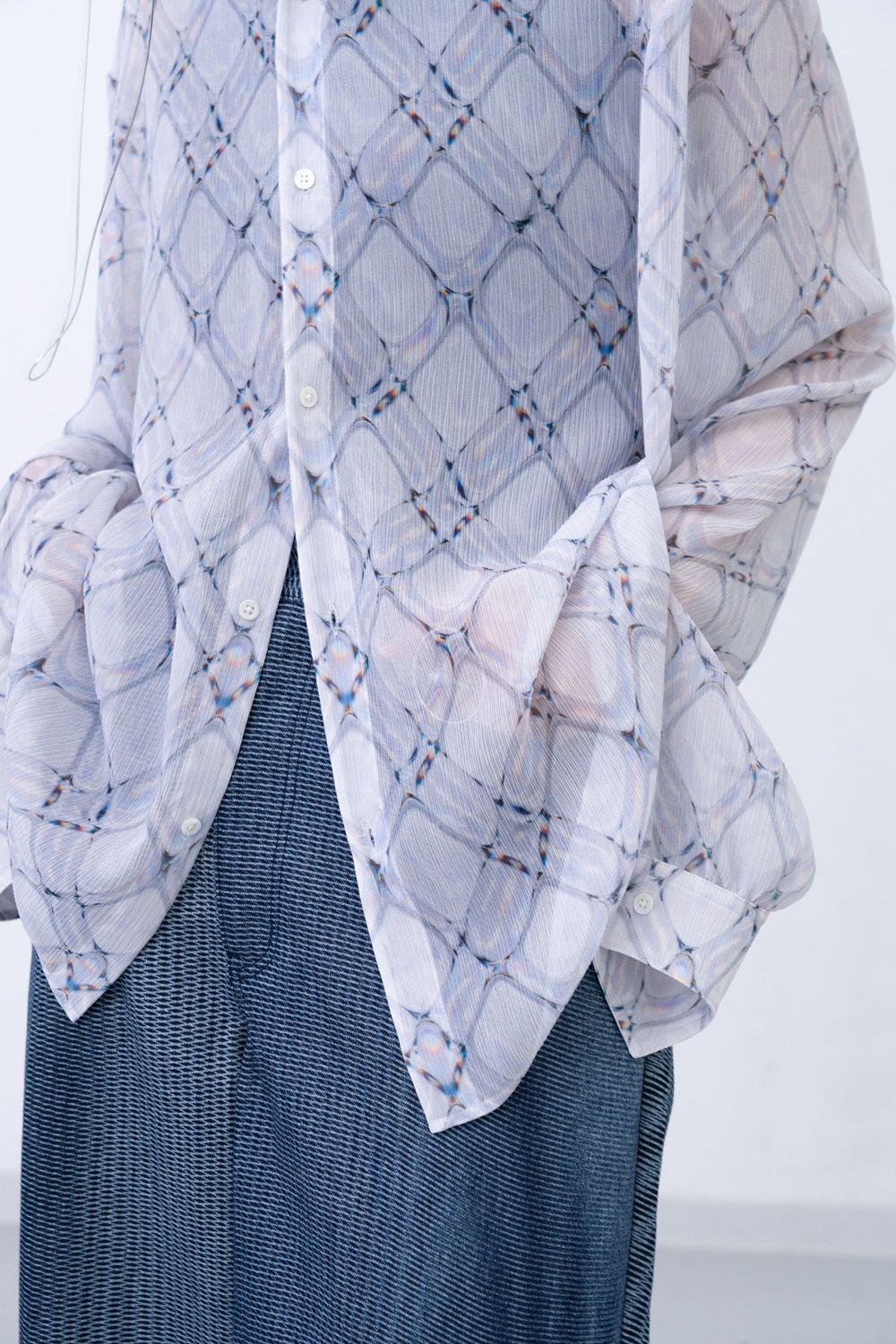 【26SS / 予約受付中】Lattice Sheer Shirt [white] - ラティスシアーシャツ [ホワイト] / SS26SH04