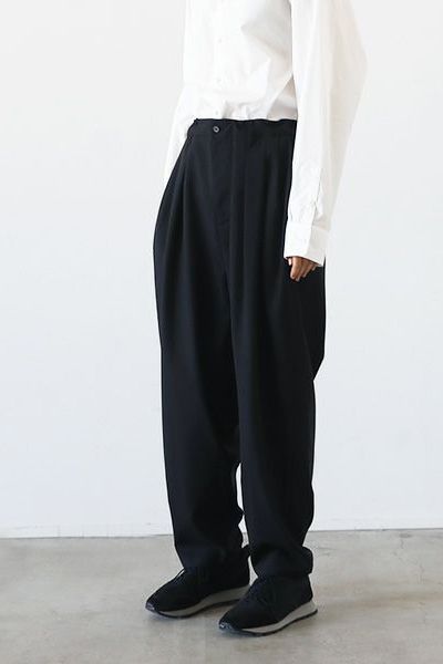 【24AW】tapered pants washable wool [BLACK] - テーパードパンツウォッシャブルウール [ブラック] / vu-pnt-001
