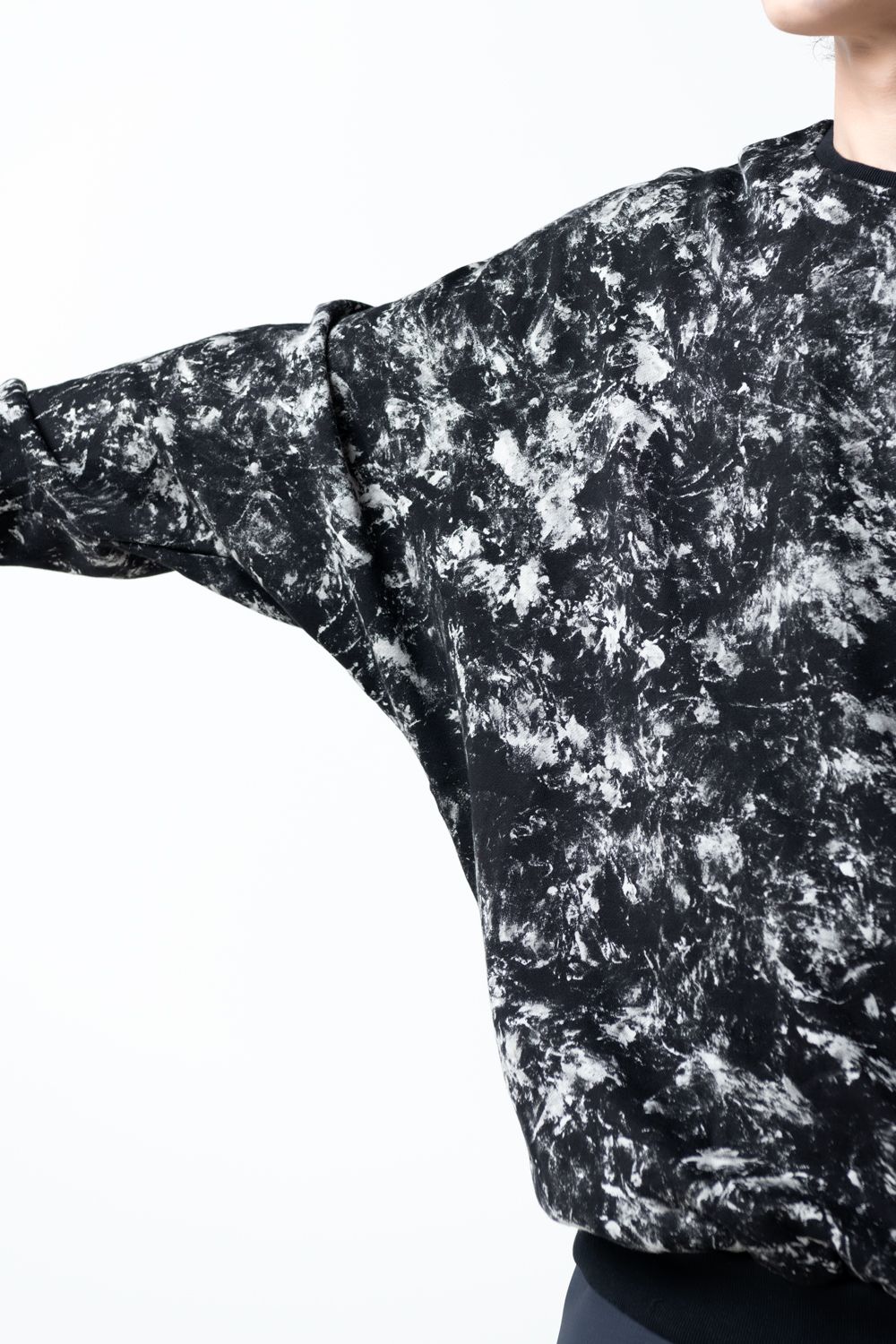 【22AW】 Flake Discharged Dolman Top [BLACK] - フレークディスチャージドルマントップ [ブラック] / TP05
