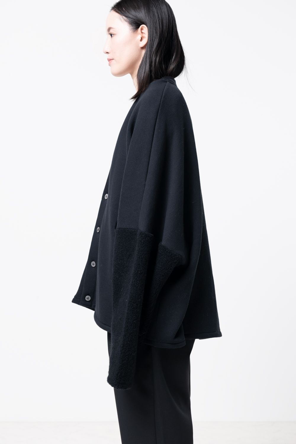 【23AW】boa sweat cardigan [BLACK] - ボアスウェットカーディガン [ブラック] / vu-a23-t07