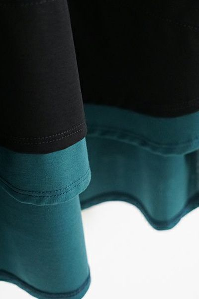【25SS】two slit t-shirt [BLACK×BLUE GREEN]｜重ねスリットtシャツ / vu-cut-004