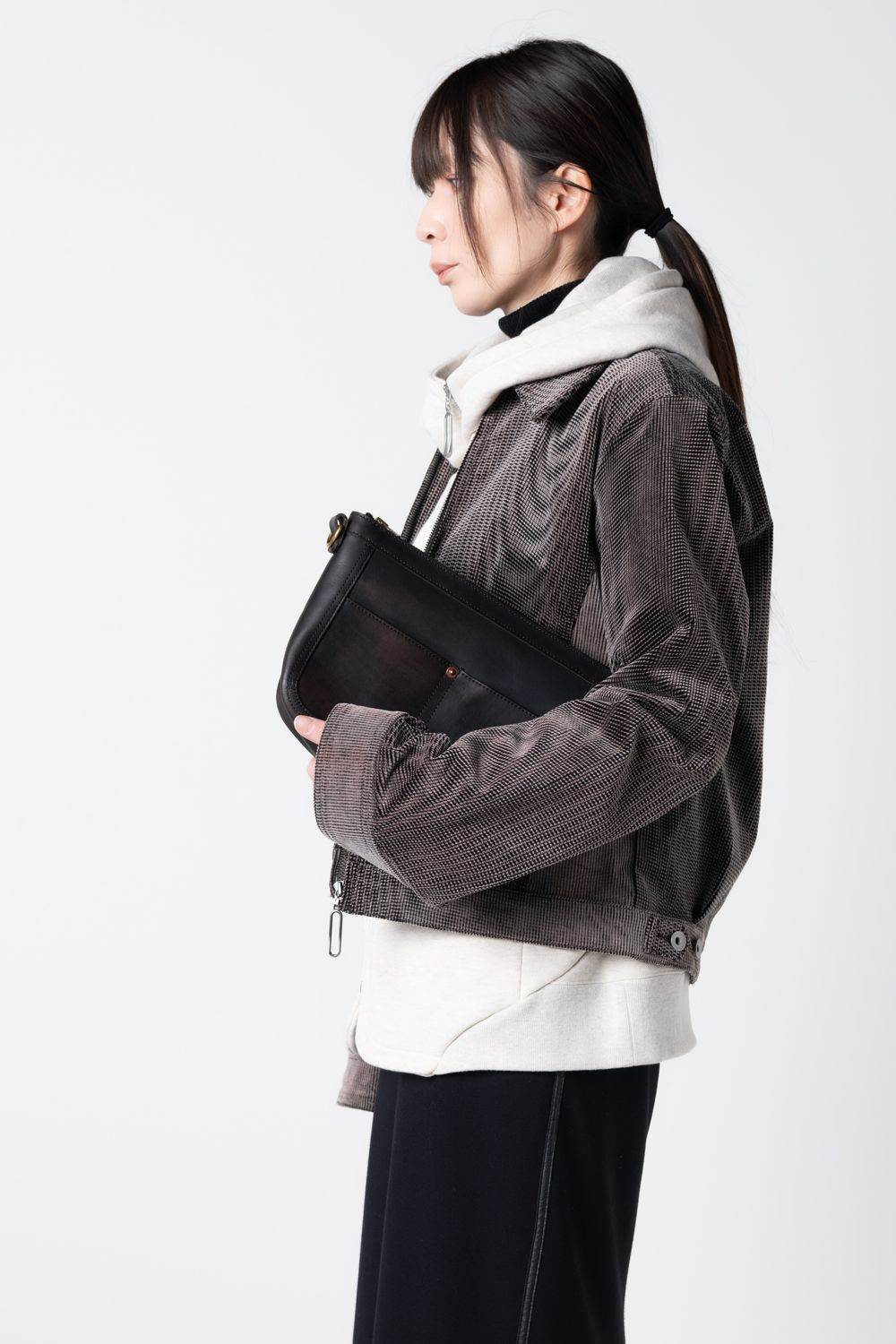 【ラスト1点 / 25SS】LEATHER TELEPHONE SHOULDER BAG -SMALL [BLACK] | テレフォンショルダーバッグ / ブラック