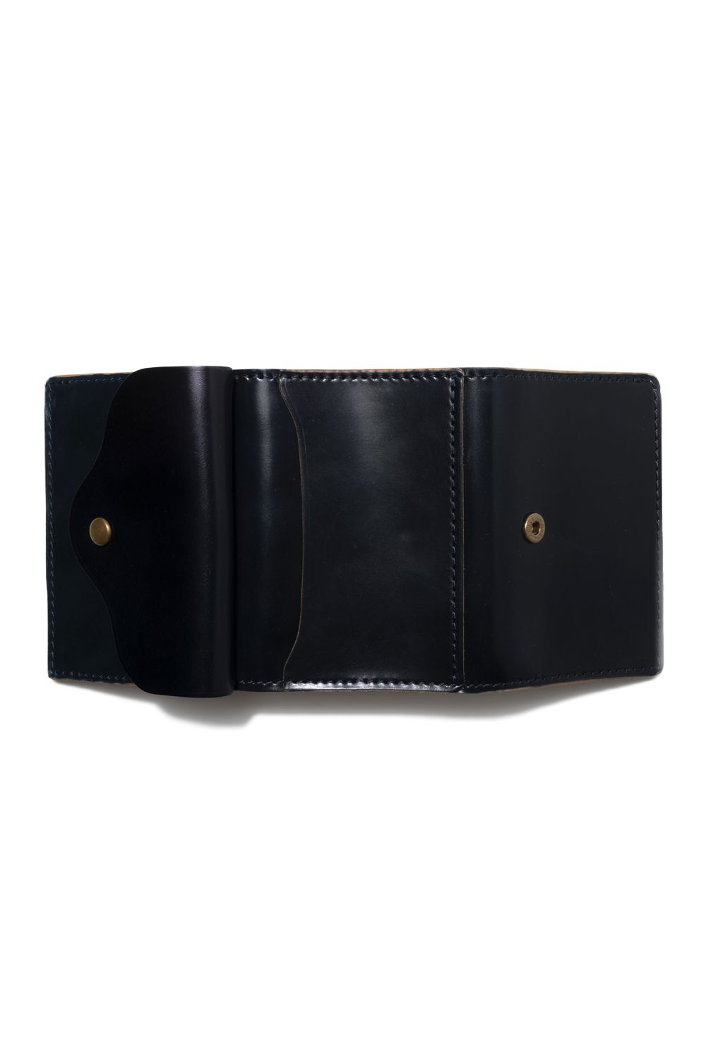 LEATHER GARRISON POCKET WALLET [NAVY] | シェルコードバン ポケットウォレット (三つ折り) / ネイビー