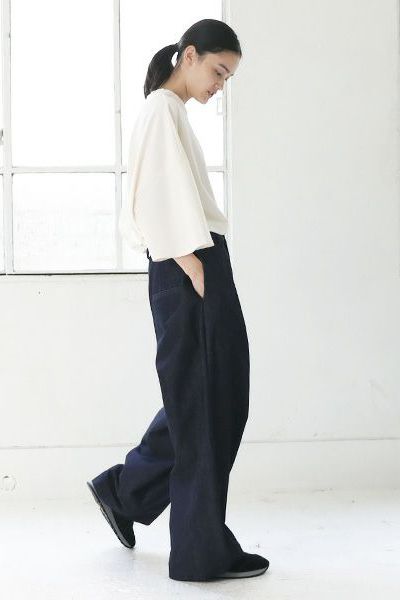 【24AW】denim knee wide pants [DEEP BLUE] - デニムニーワイドパンツ [ディープブルー] / vu-pnt-003