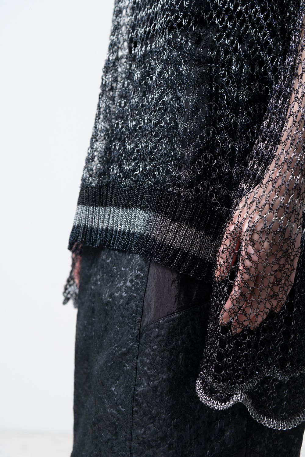【24SS】チェーンロングスリーブニット [Silver,Black]