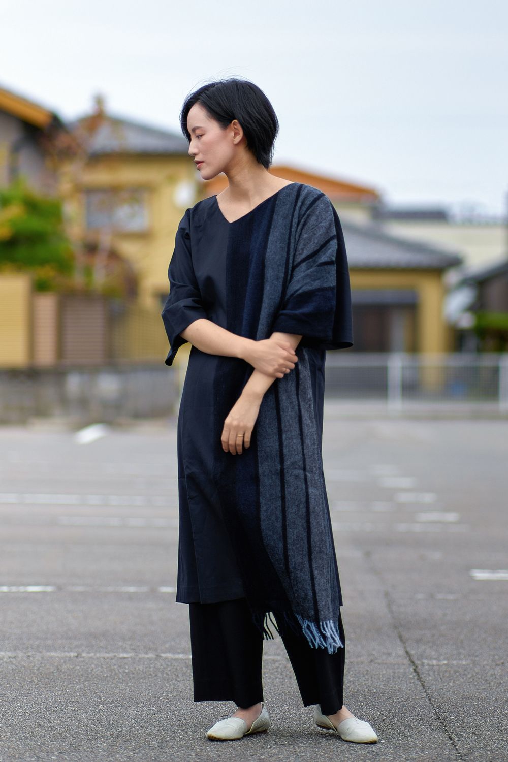 FFIXXED STUDIOS - 【20AW】SCARF DRESS - スカーフドレス [BLACK BLUE