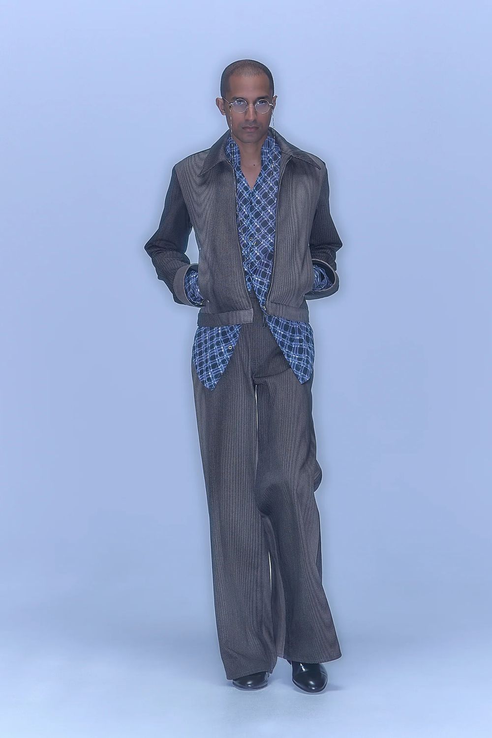 【26SS / 予約受付中】Lattice Sheer Shirt [charcoal] - ラティスシアーシャツ [チャコール] / SS26SH04