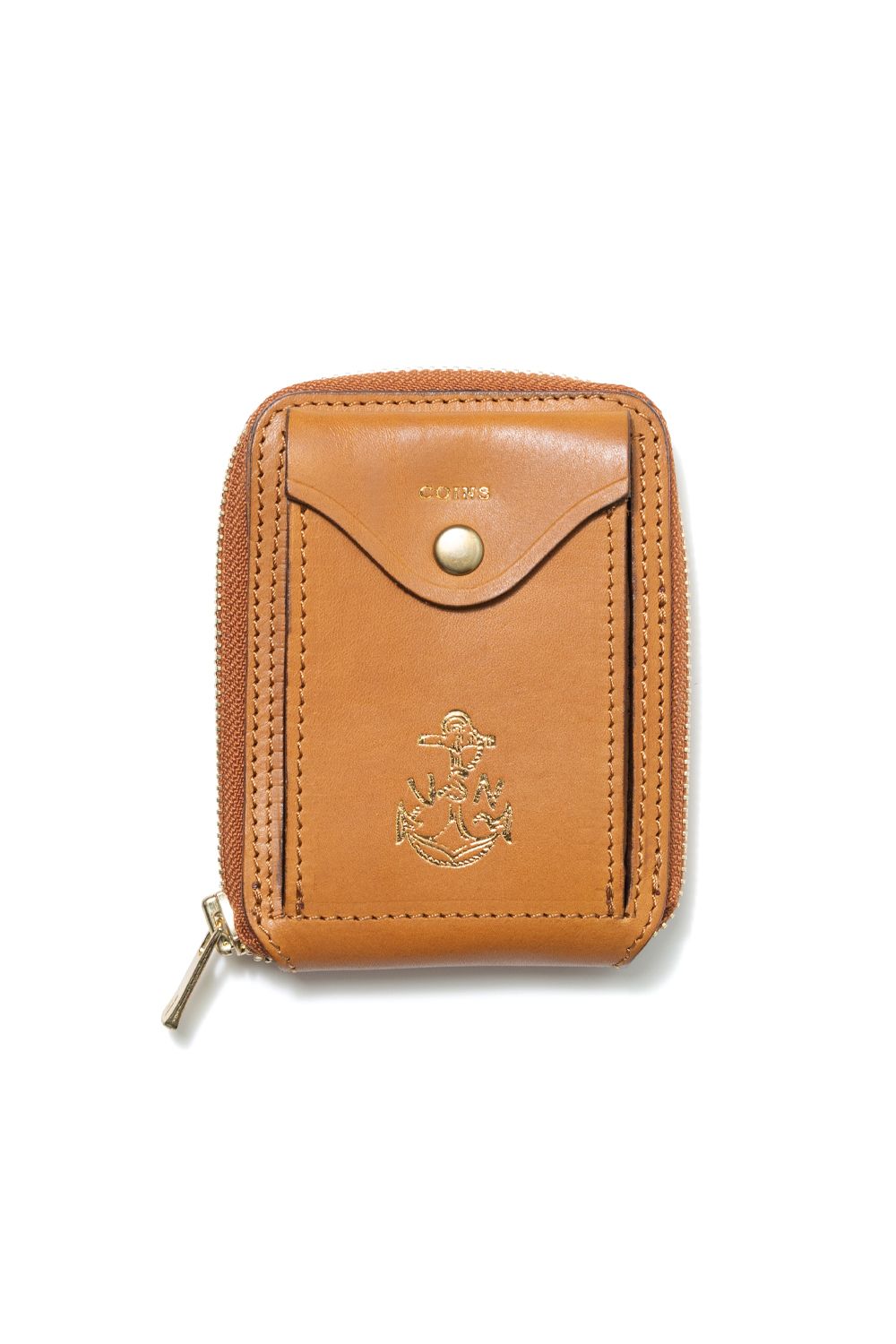 LEATHER NAVAL ROUND ZIP SHORT WALLET [MEAL] | ネイバル ラウンドジップショートウォレット / キャメル