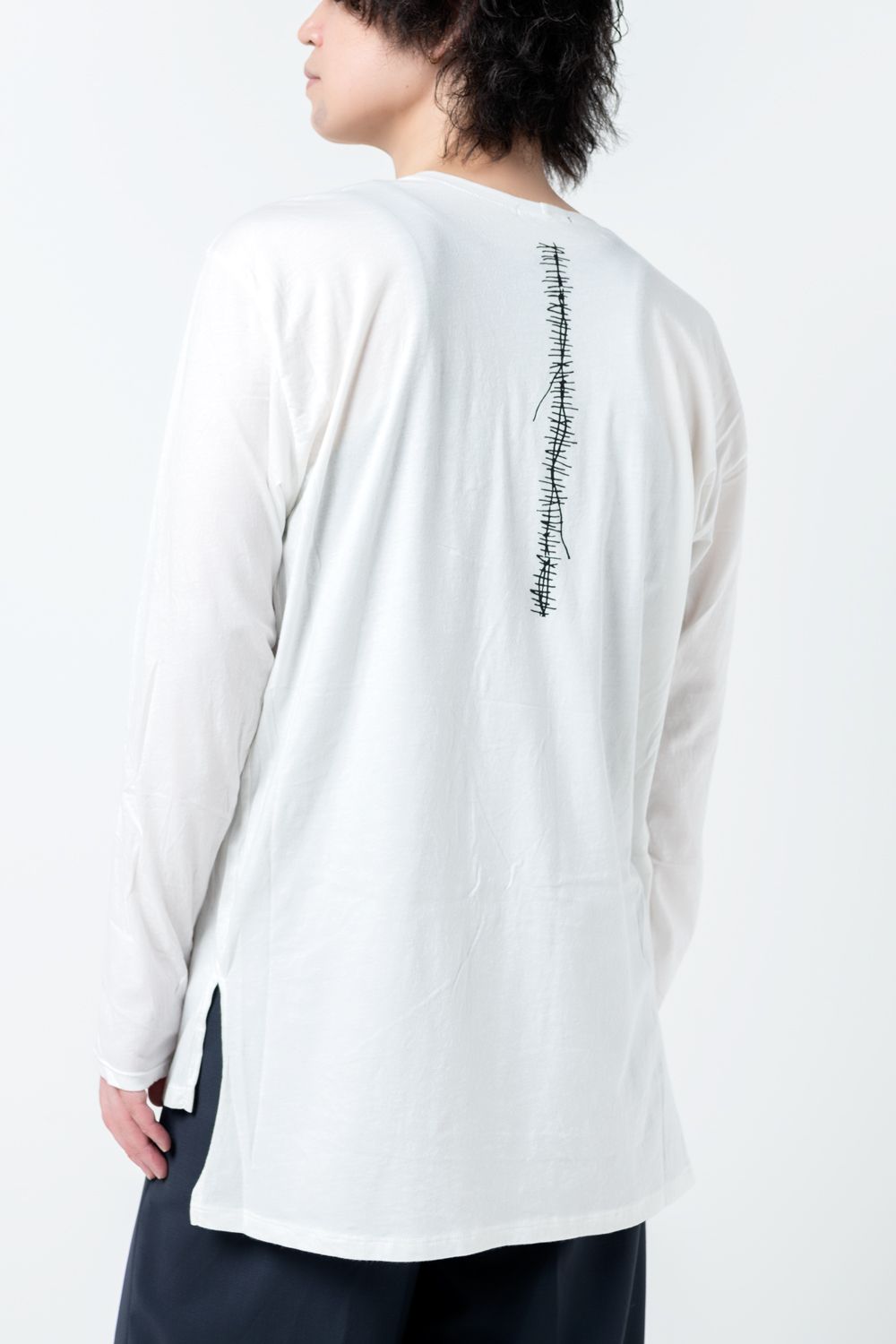 KMRii - 【22AW】 Hand Stitch Print Cut / LS [WHITE] - ハンド