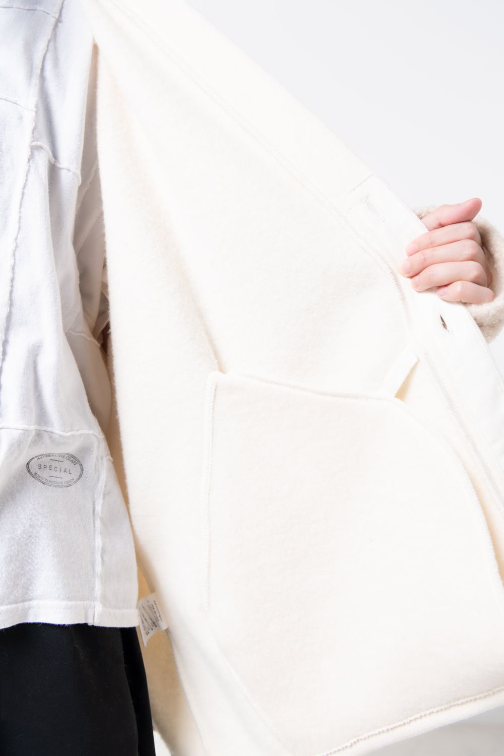 【23AW】boa sweat cardigan [OFF WHITE] - ボアスウェットカーディガン [オフホワイト] / vu-a23-t07