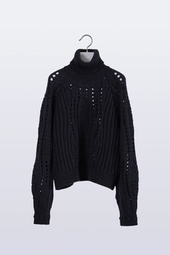 【アーカイブ展 / 1.18まで】Allele Cable Sweater [charcoal] - アレルケーブルセーター [チャコール] / FW25KN05