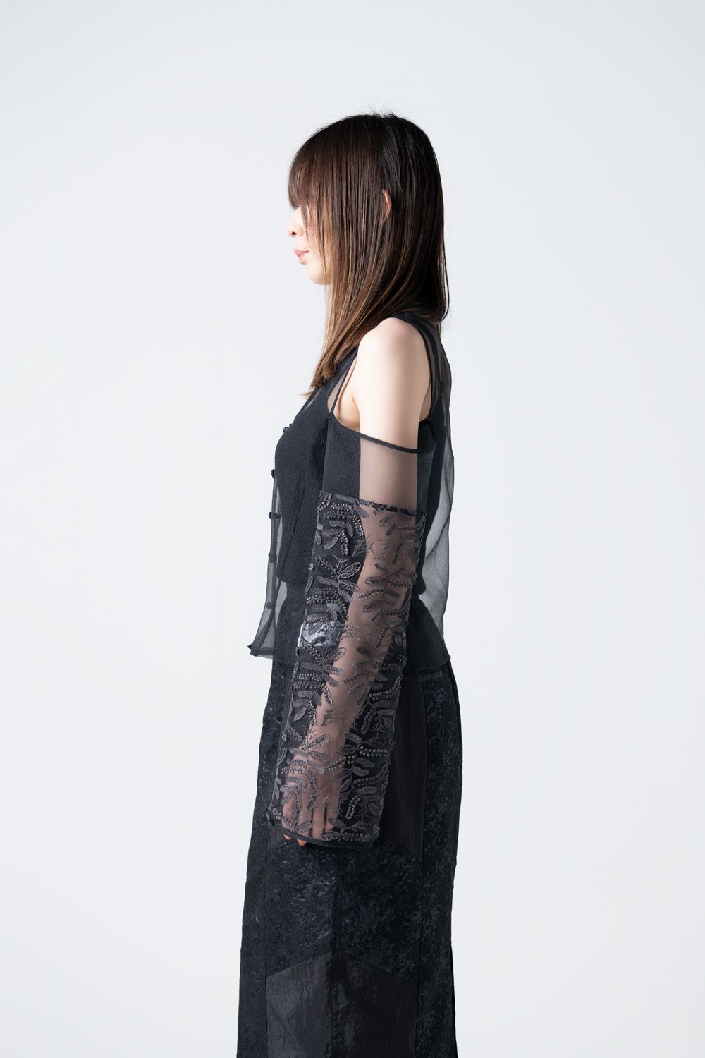AOIWANAKA - 【24SS】Pine レースブラウス [Bluebeige,Blackgray