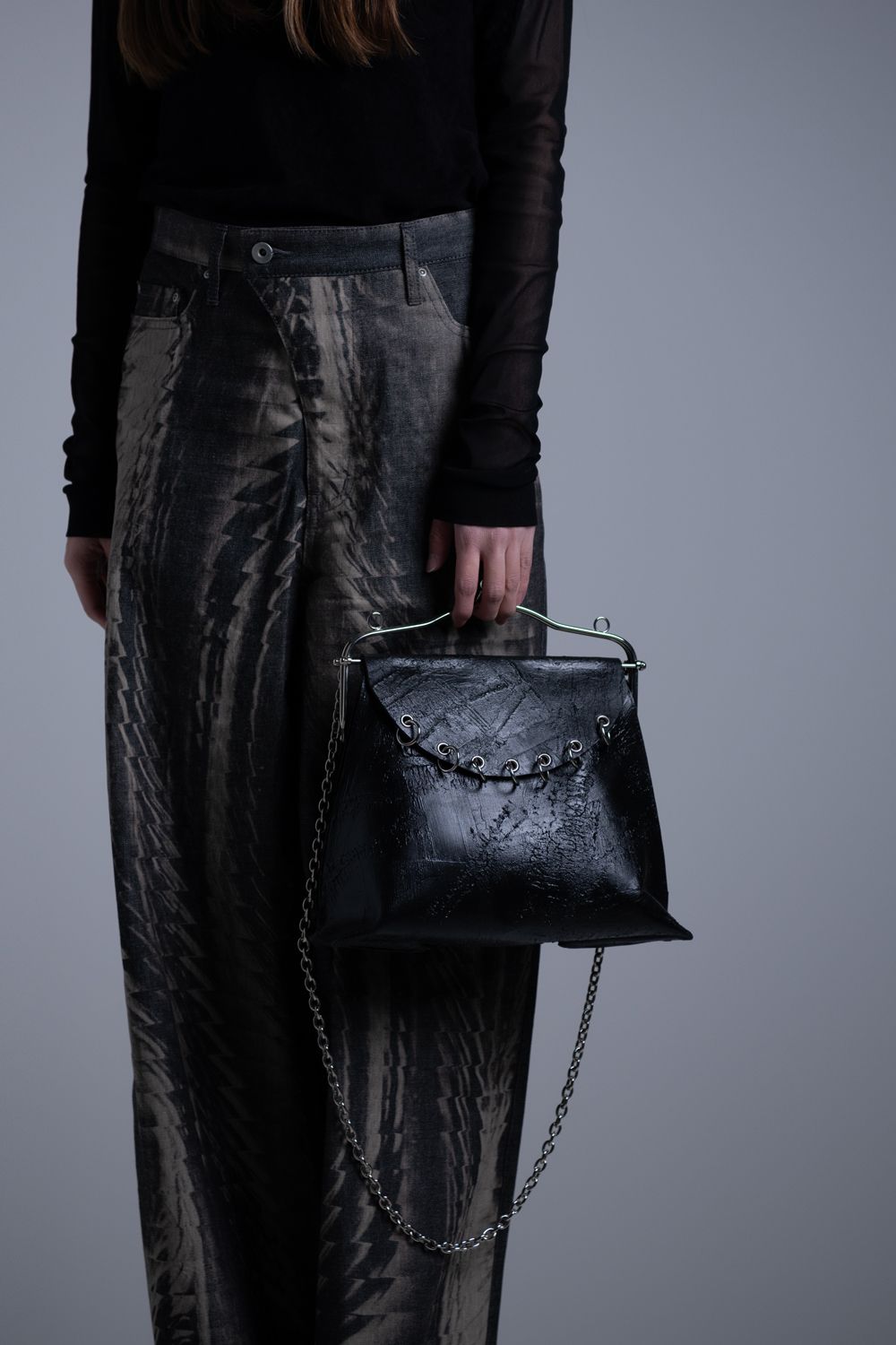 【ラスト1点】シャトレーヌ (ハンド) バッグ [ブラック] / w25-08-bk