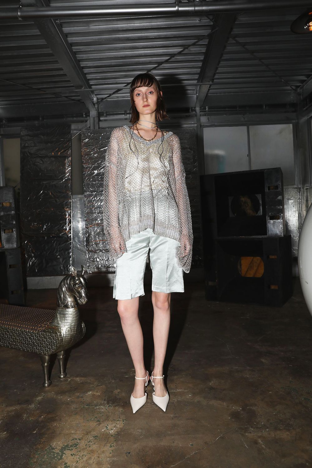 AOIWANAKA - 【24SS】チェーンロングスリーブニット [Silver