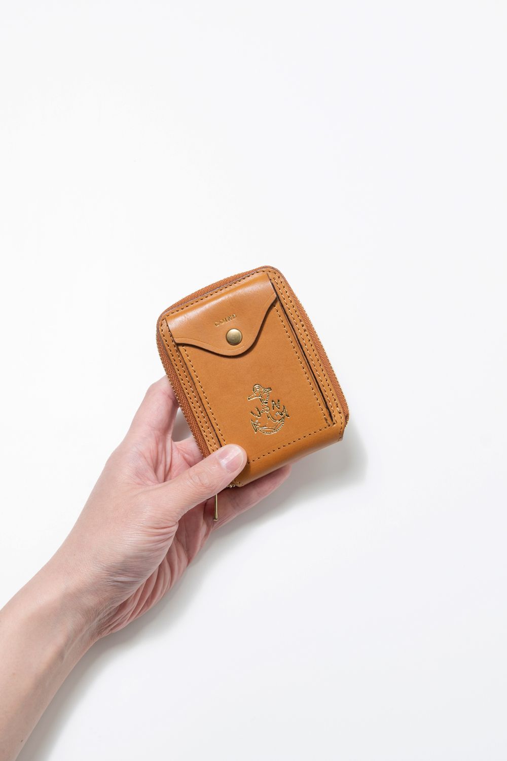 LEATHER NAVAL ROUND ZIP SHORT WALLET [MEAL] | ネイバル ラウンドジップショートウォレット / キャメル