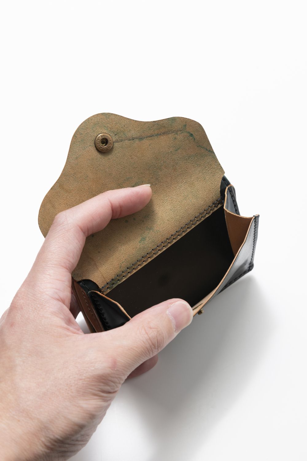 【ラスト1点】LEATHER GARRISON POCKET WALLET [GREEN] | シェルコードバン ポケットウォレット (三つ折り) / グリーン