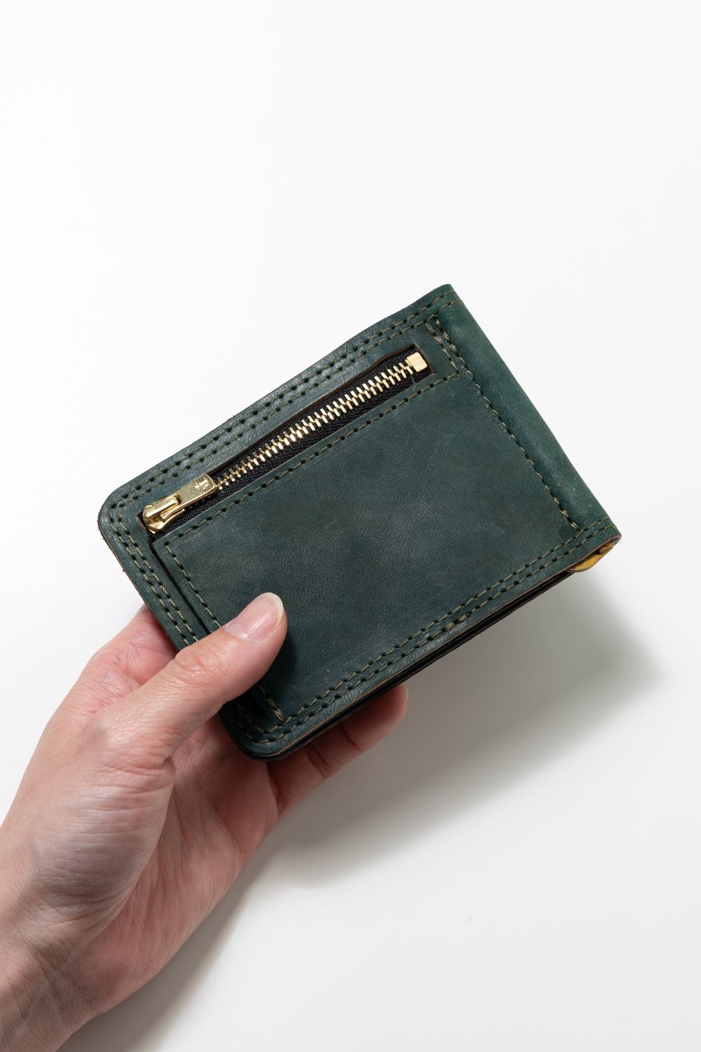 【ラスト1点 / 25SS】LEATHER GARRISON MONEY CLIP [BACKSKIN-ARMY GREEN] | シェルコードバン マネークリップ / バックスキン アーミーグリーン