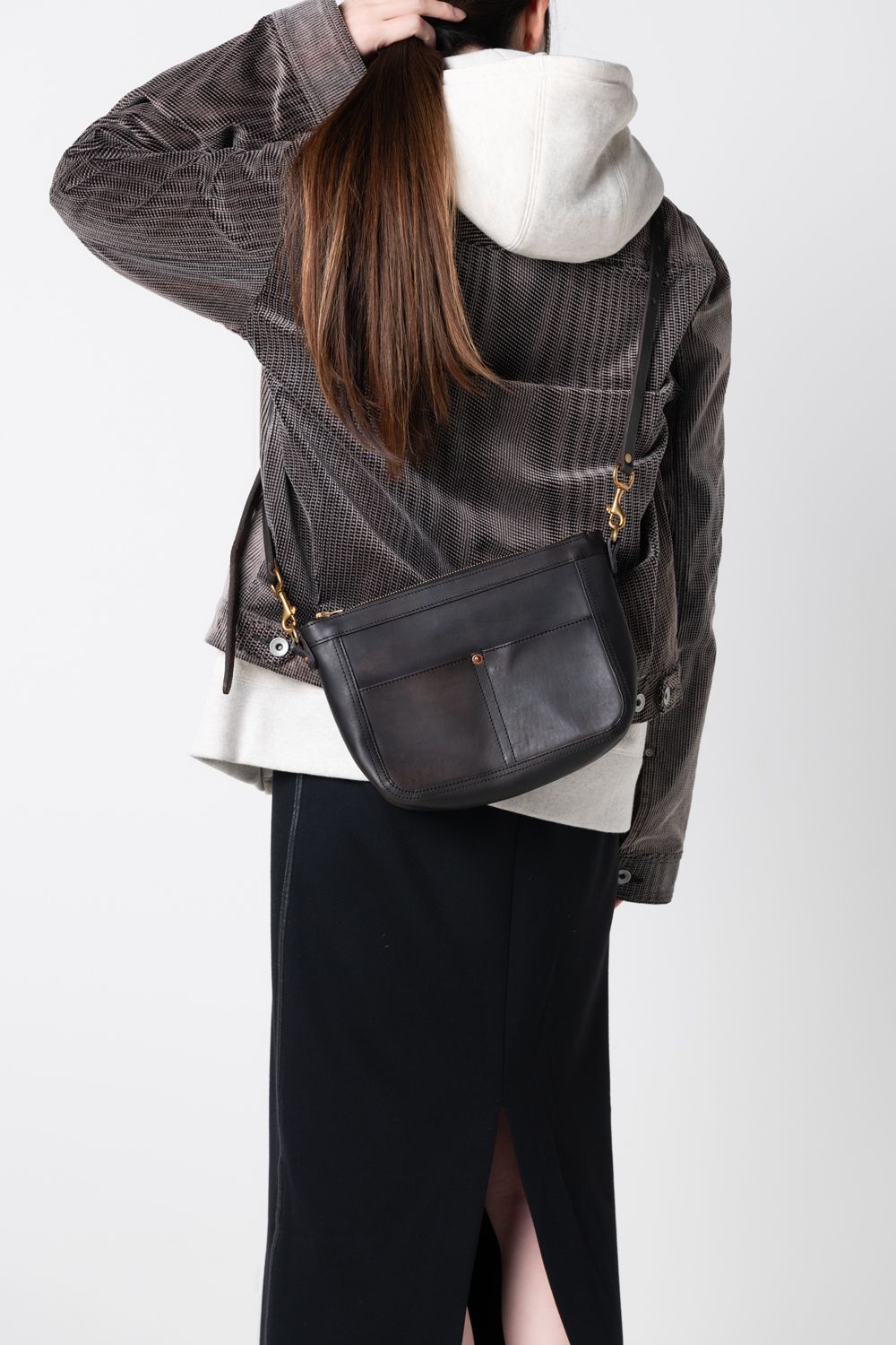 【ラスト1点 / 25SS】LEATHER TELEPHONE SHOULDER BAG -SMALL [BLACK] | テレフォンショルダーバッグ / ブラック