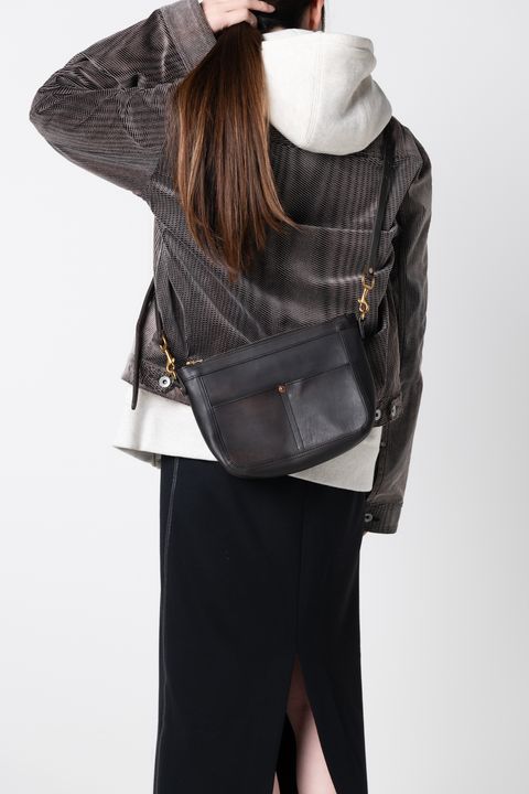【ラスト1点 / 25SS】LEATHER TELEPHONE SHOULDER BAG -SMALL [BLACK] | テレフォンショルダーバッグ / ブラック