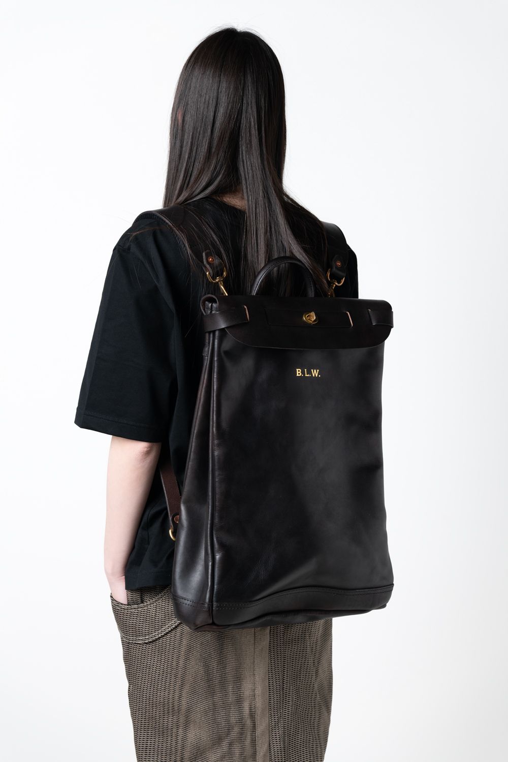 【ラスト1点 / 26SS】LEATHER VOYOGE 2WAY RUCKSACK [BLACK] / レザーリュックサック (2WAY) [ブラック]