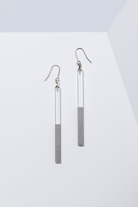 ロングバーピアス | mortar & acrylic