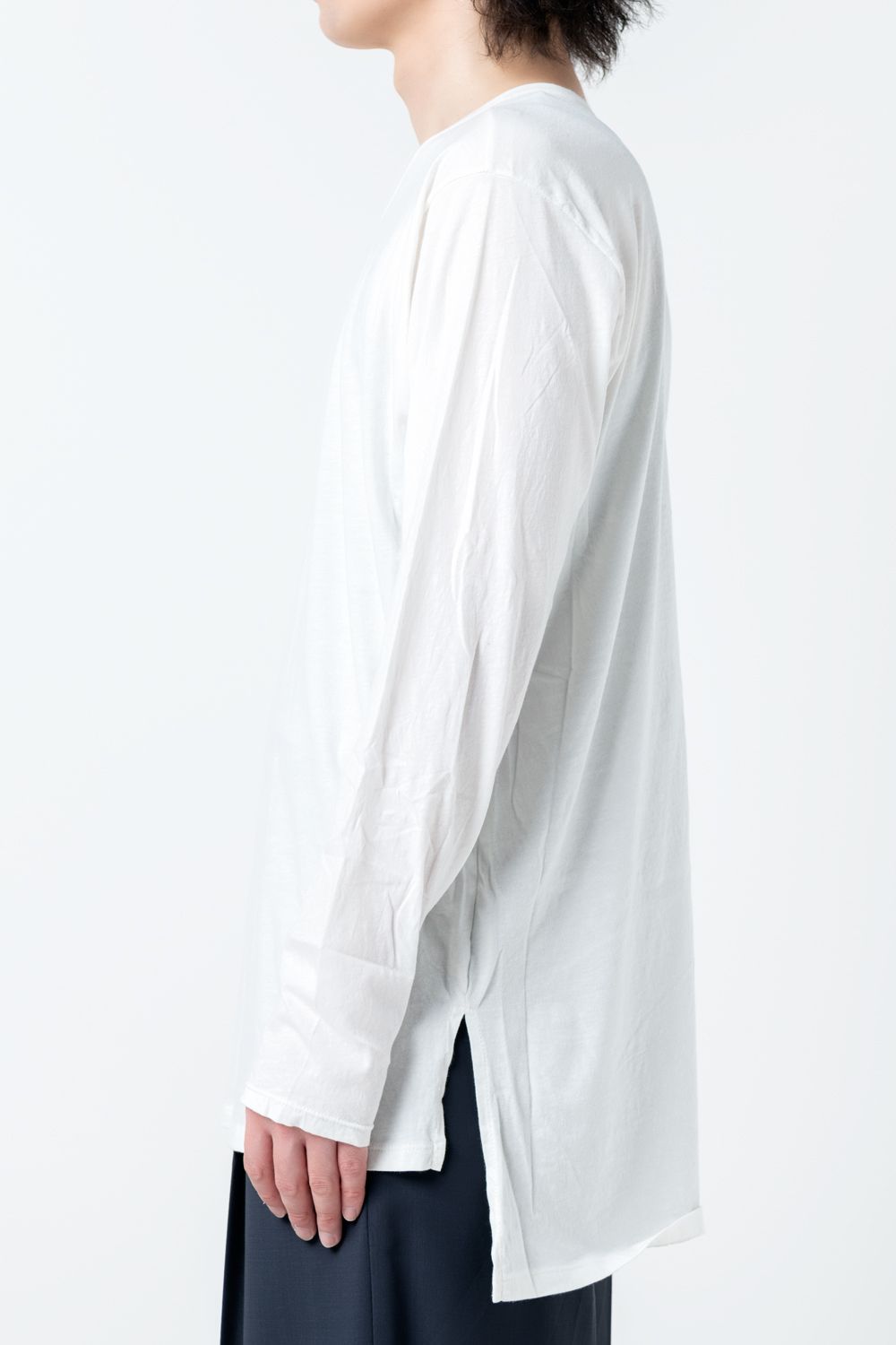 【22AW】 Hand Stitch Print Cut / LS [WHITE] - ハンドステッチプリントカットソー [ホワイト] / CT02/LS