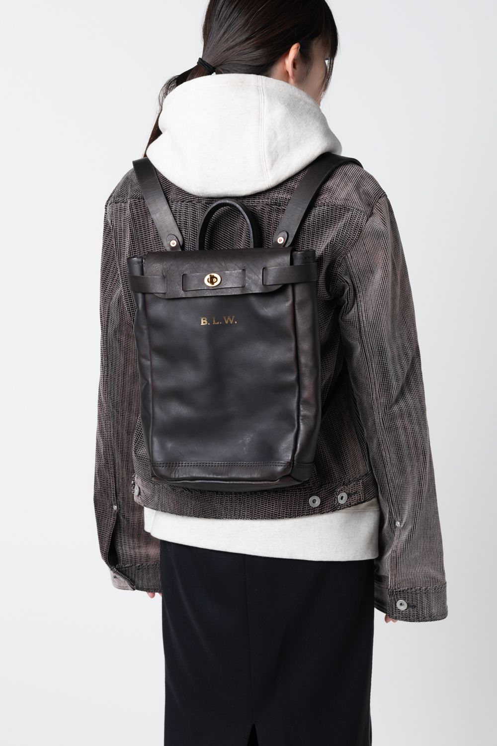 【ラスト1点 / 25SS】LEATHER VOYOGE 2WAY RUCKSACK -SMALL [BLACK]｜レザーリュックサック (2WAY) / ブラック