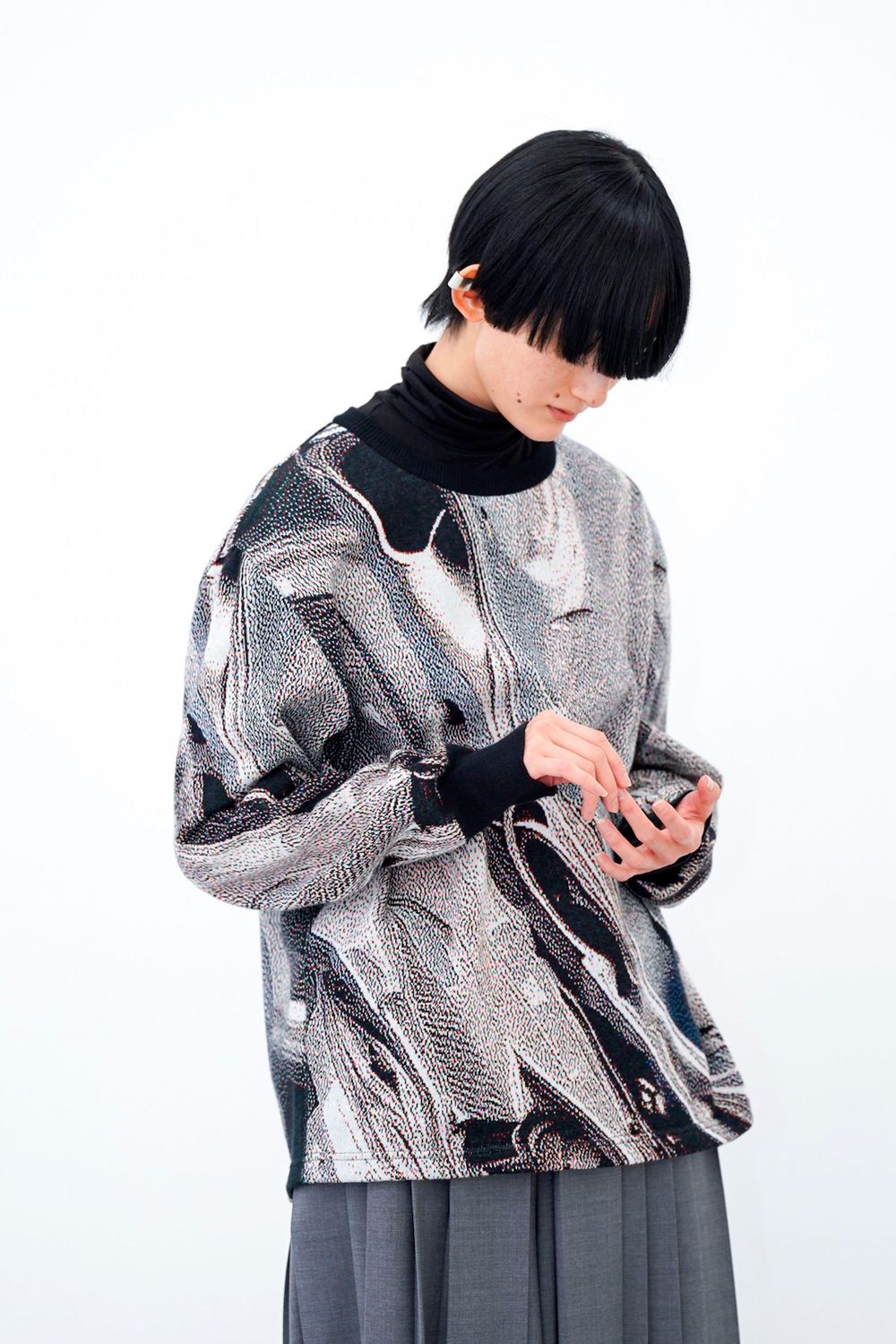 HATRA - 【23AW】Weld Knit Sweater [silver] - ウェルドニット