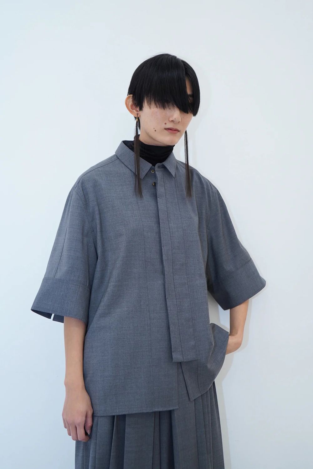 【26SS / 予約受付中】Tri Front Shirt [grey] - トライフロントシャツ [グレー] / SS26SH02
