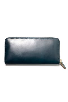 【ラスト1点】LEATHER GARRISON ROUND ZIP LONG WALLET [NAVY] | シェルコードバン ロングウォレット (ラウンドジップ) / ネイビー