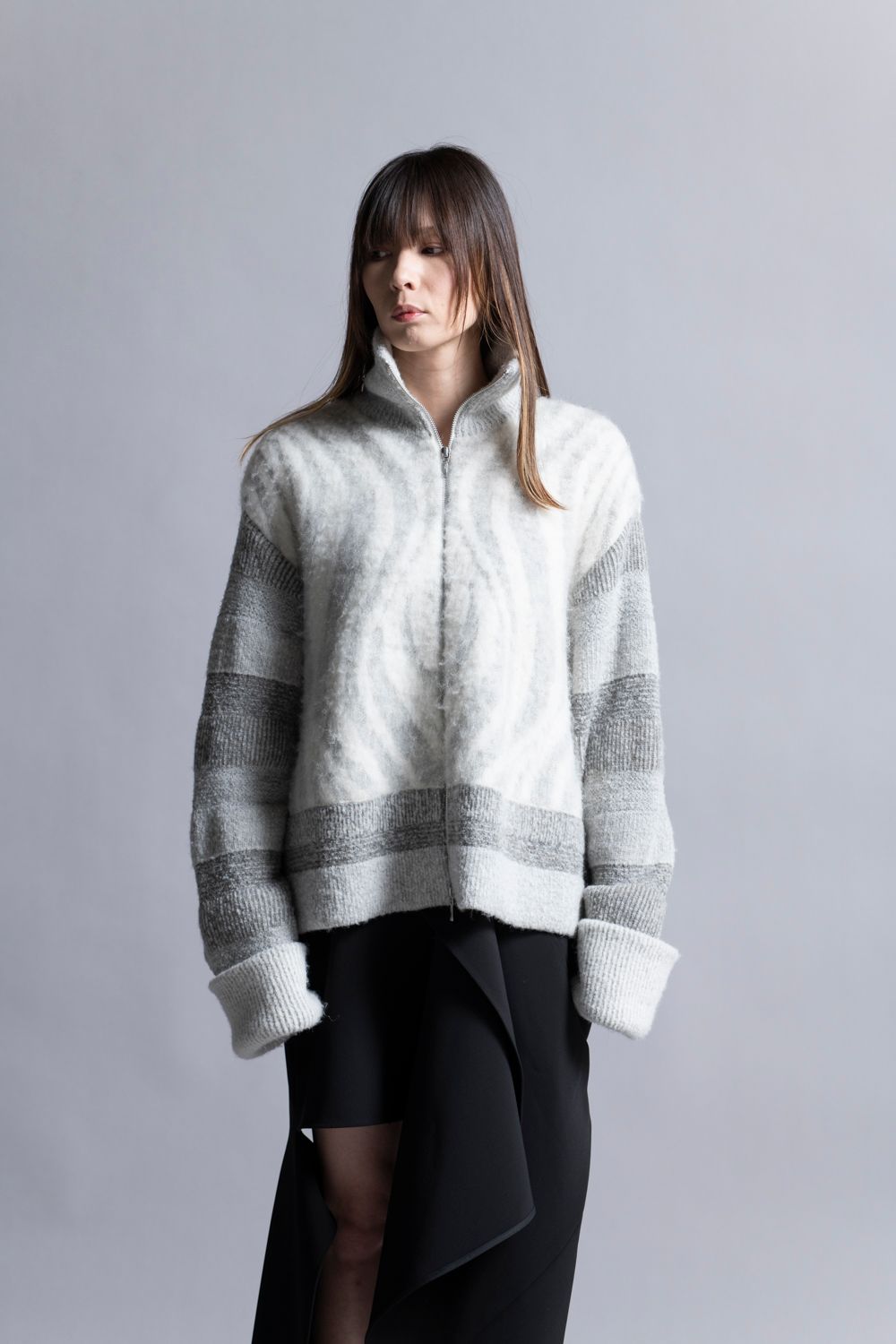【24AW】モヘアアルパカピーコックカーディガン [Morning fog]