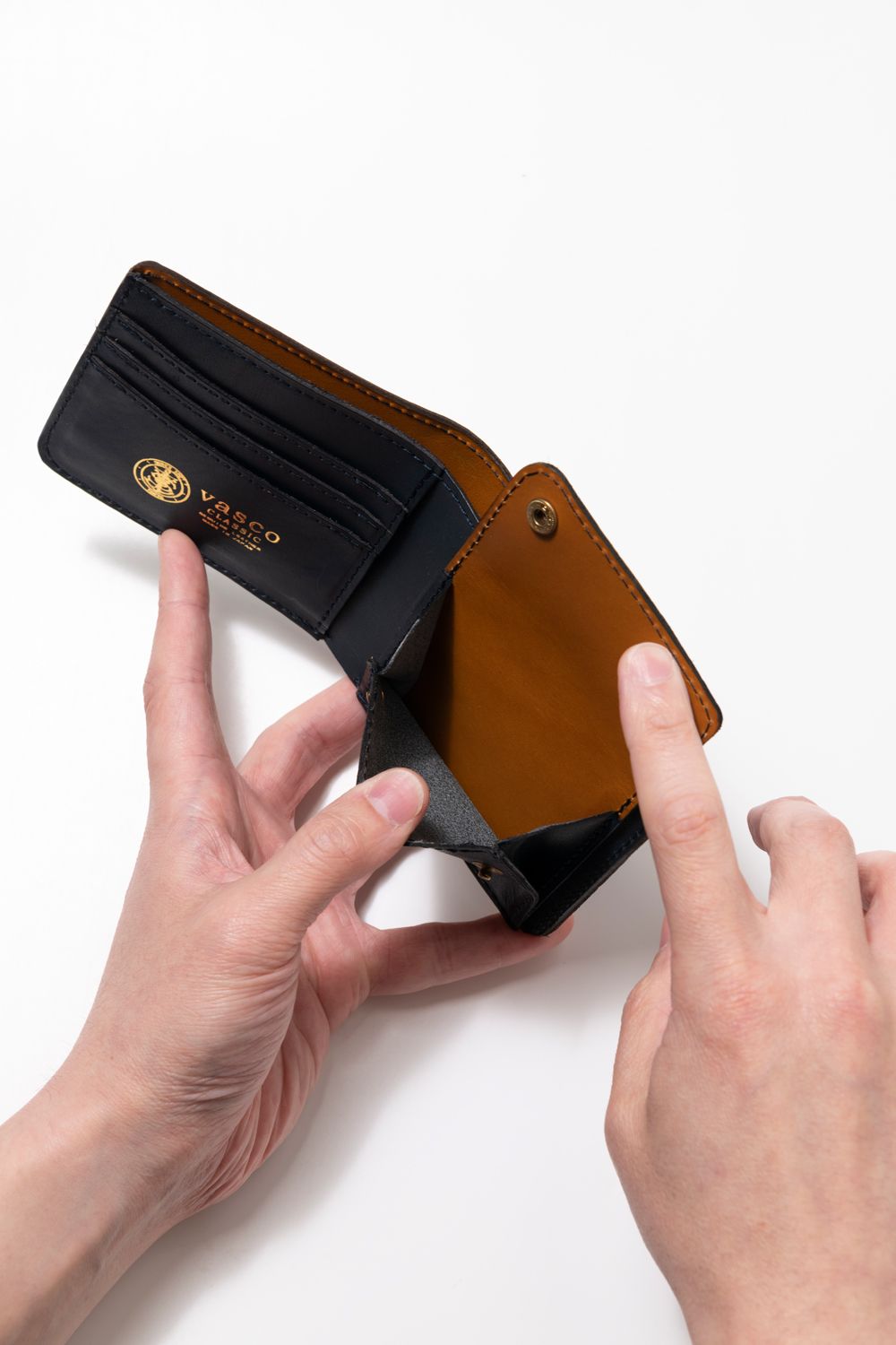 【ラスト1点】LEATHER VOYAGE SHORT WALLET [NAVY] | ショートウォレット (二つ折り) / ネイビー