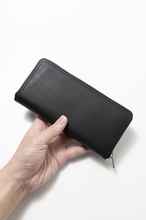 【26SS / 予約受付中】LEATHER VOYAGE ROUND ZIP LONG WALLET [BLACK] | ロングウォレット (ラウンドジップ) / ブラック