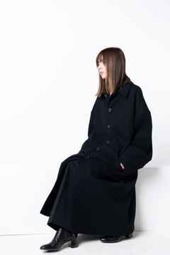 【23AW】long wide coat [BLACK] - ロングワイドコート [ブラック] / vu-a23-c20
