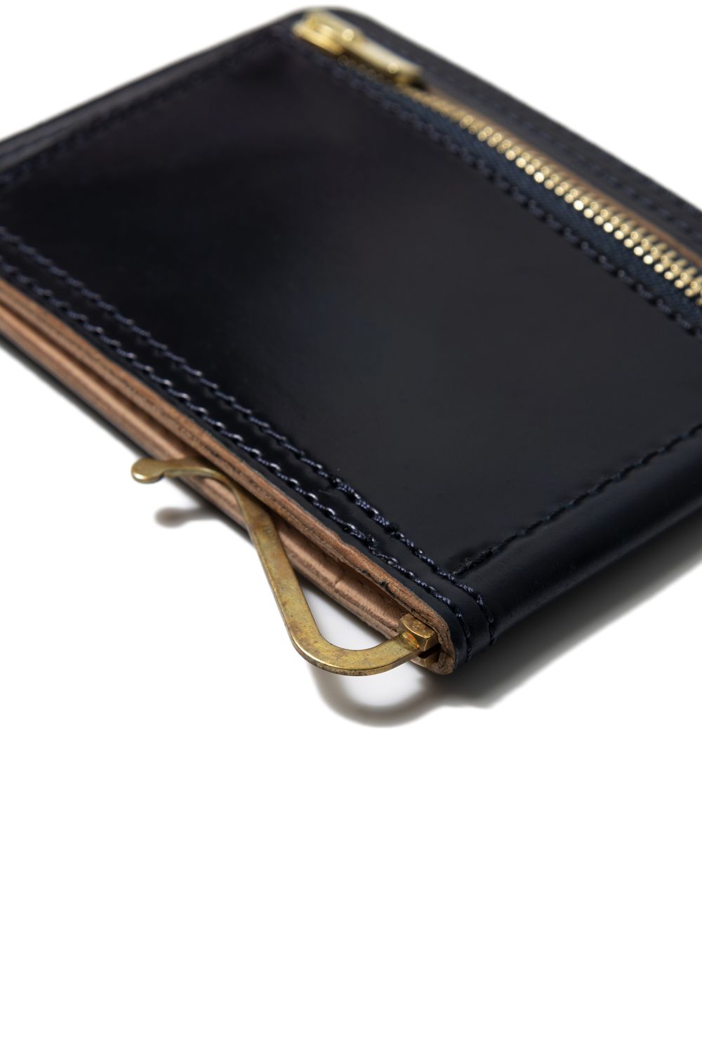 【25SS予約商品】LEATHER GARRISON MONEY CLIP [NAVY] | シェルコードバン マネークリップ / ネイビー