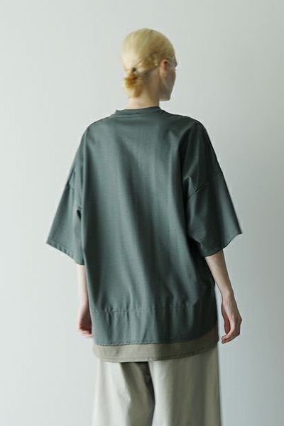 【25SS】two slit t-shirt [DEEP KHAKI×OLIVE]｜重ねスリットtシャツ / vu-cut-004