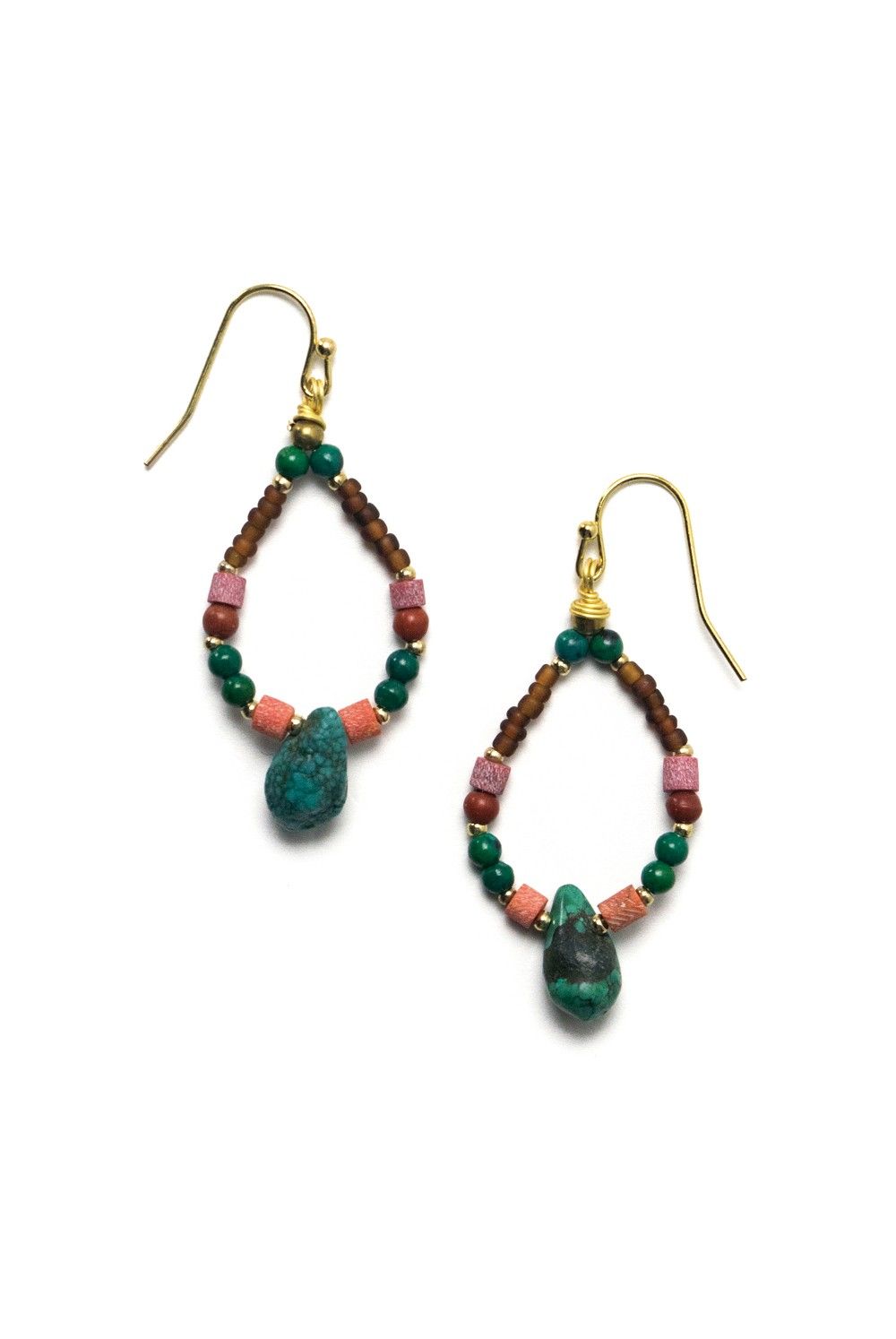 ターコイズ オーバルフープ ピアス / Turquoise Oval Hoop Earrings