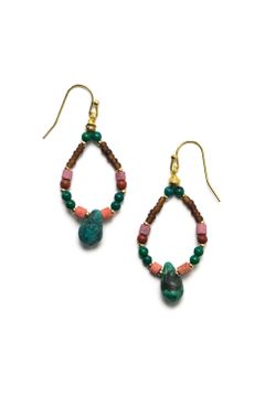 ターコイズ オーバルフープ ピアス / Turquoise Oval Hoop Earrings