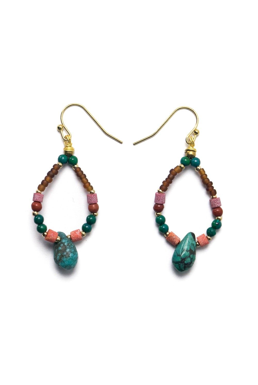 ターコイズ オーバルフープ ピアス / Turquoise Oval Hoop Earrings