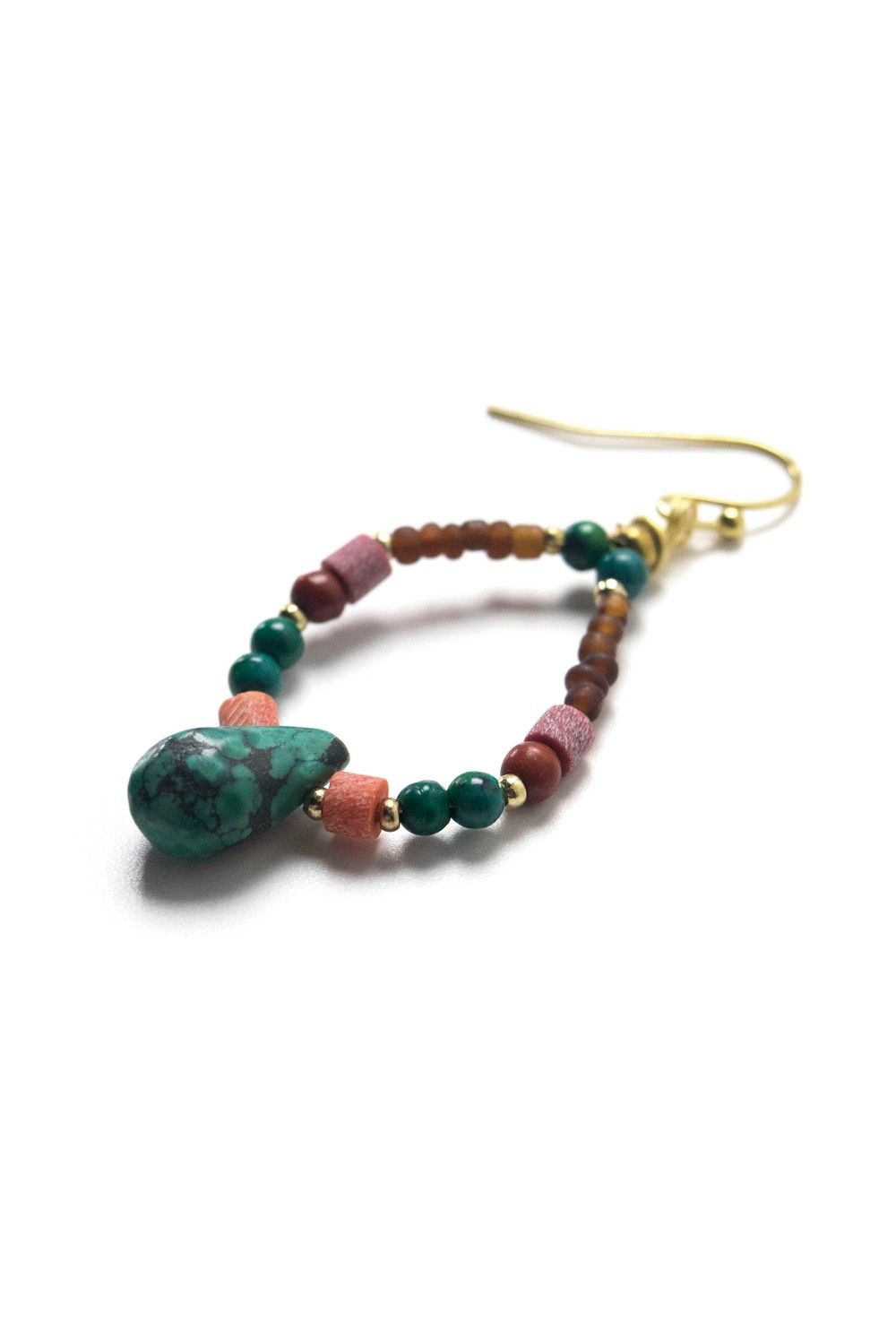 ターコイズ オーバルフープ ピアス / Turquoise Oval Hoop Earrings