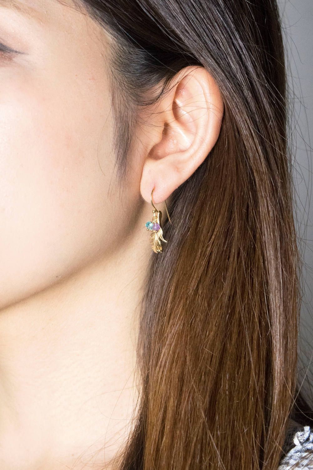 feather ear pierce set【Soft & Wet】/ フェザーピアスセット [ゴールド]