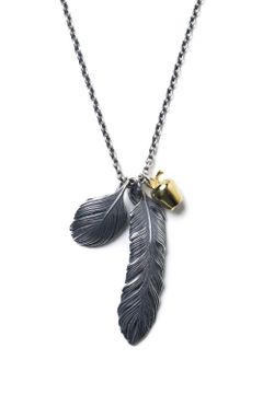 leef feather with golden apple set 2 / リーフフェザーウィズゴールデンアップルセット2ネックレス