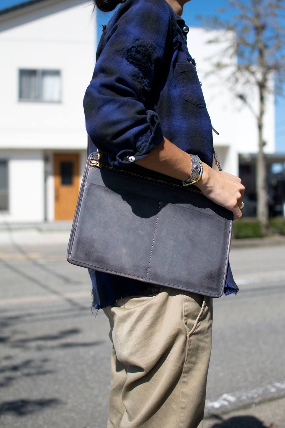 レザー3ウェイサコッシュ [グレー] / LEATHER 3WAY SAKOSSHU [GREY]