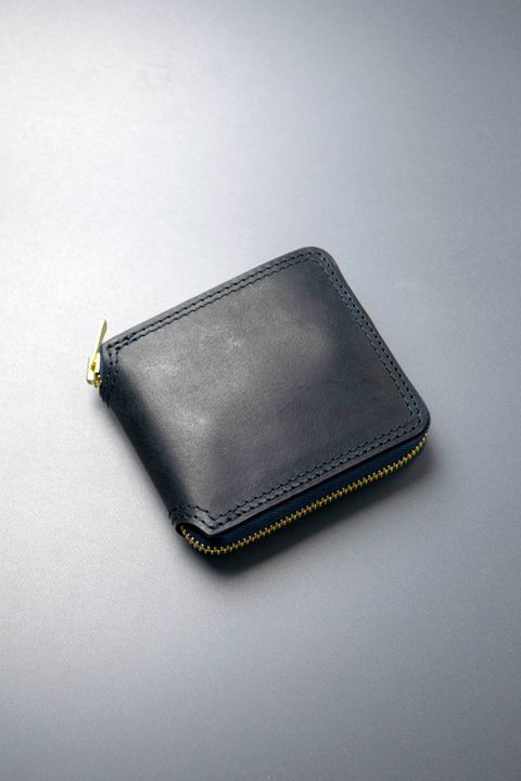 【25SS予約商品】LEATHER VOYAGE ROUND ZIP SHORT WALLET [MARINE] | ショートウォレット (ラウンドジップ) / ネイビー