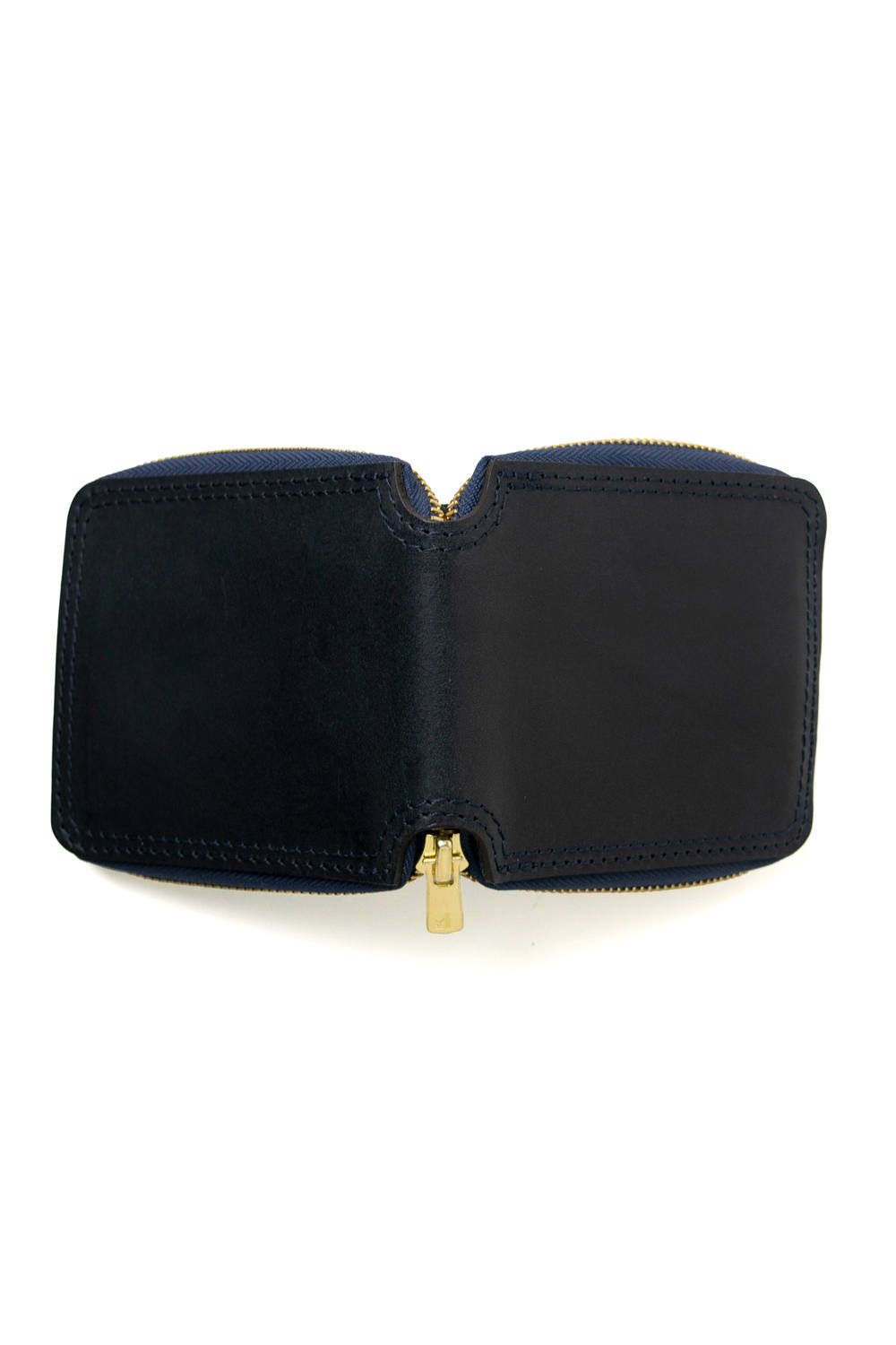 【25SS予約商品】LEATHER VOYAGE ROUND ZIP SHORT WALLET [MARINE] | ショートウォレット (ラウンドジップ) / ネイビー